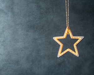 Poster - Luminous Nordic Minimalism Golden Star String Light - Ethereal Holiday Decor for Contemporary Festive Branding and Emotional Storytelling