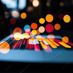 Poster - Vibrant Data Visualization Dynamic Digital Analytics with Bokeh Lighting Effect - Innovative Tech Creativity for Modern Business Intelligence