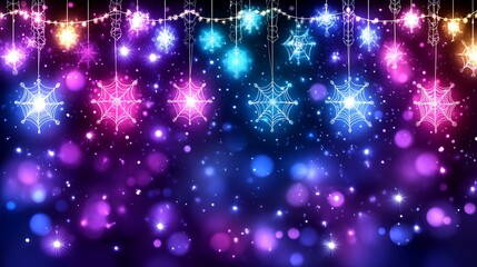 Poster - Holiday background of glowing snowflakes and bokeh lights for seasonal cheer
