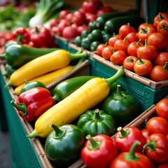 colorful array of fresh vegetables at local farmers market, healthy, produce, farm
