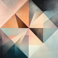 Fototapete - Geometric design featuring triangles and soft color palette, textural appearance