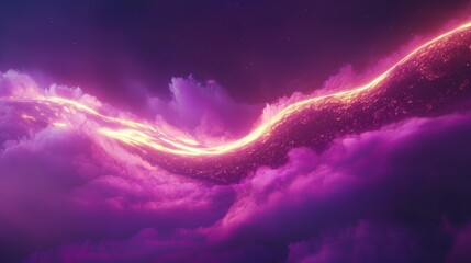 Poster - A flowing iridescent neon wave gliding across a soft purple gradient, evoking a futuristic and artistic aesthetic.