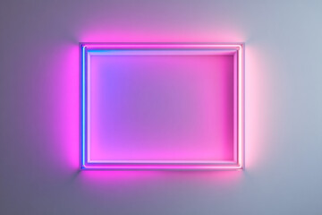 Poster - Abstract neon frame glowing pink purple light modern design background art vivid style shape bright