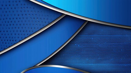Poster - A futuristic blue abstract geometric background with a sleek metallic surface, exuding a modern technology aesthetic.