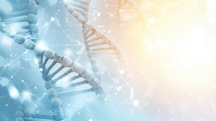 Poster - A futuristic medical background featuring a white and light blue gradient with interconnected molecular structures.