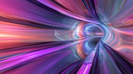Leinwandbilder - A glowing holographic ribbon with fluid glass textures, floating in an abstract futuristic space with vibrant reflections.