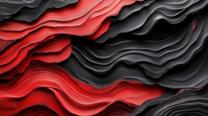 Aufkleber - Captivating red and black abstract painting showcasing dramatic swirls and fluid forms in a rich color palette