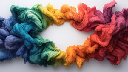 Aufkleber - Ethereal rainbow colored smoke flowing gracefully against a white background in a captivating abstract display