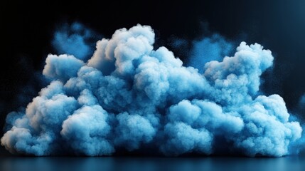 Aufkleber - Enigmatic cloud of blue smoke gracefully floating against a dark background creating an abstract and artistic visual appeal