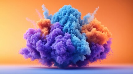 Aufkleber - Spectacular colorful explosion of smoke creating a dramatic and artistic display of bluish hues and powder