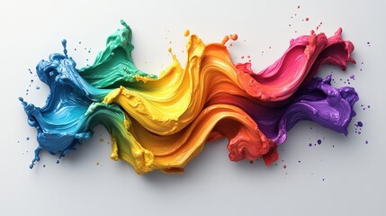 Poster - Rainbow colored paint swirl captured in vivid motion showcasing a blend of bright hues and artistic fluid dynamics