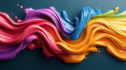 Aufkleber - Colorful wave of paint captured in motion showcasing vibrant brush strokes and fluid dynamics of artistic expression