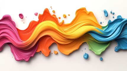 Poster - Rainbow colored paint swirl captured in fluid motion showcasing a dynamic blend of bright hues and artistic creativity