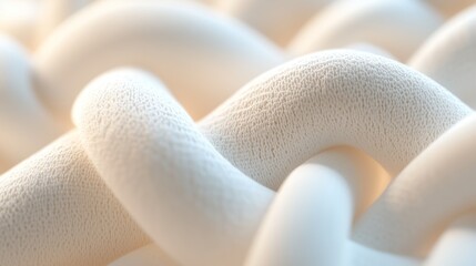 Poster - Intricate white texture formed by intertwined strands creating a visually striking pattern on a soft background