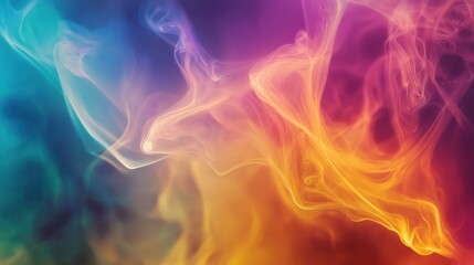Poster - Abstract colorful smoke waves in vibrant blue, orange, and purple hues