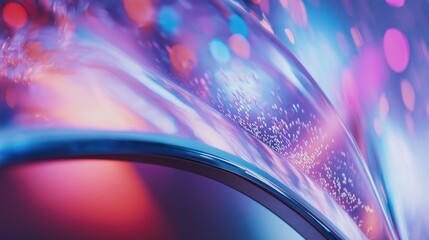 Poster - Abstract modern glass reflections with vibrant neon colors and curved surfaces