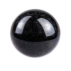 Poster - Elegant black marble ball with smooth surface reflecting light creating a striking visual element for any setting isolated on a white background.