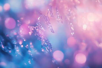 Fototapete - This photo captures a blurred image of a background featuring shades of blue and pink An ethereal dreamlike interpretation of a blockchain with bright lights and vivid colors .