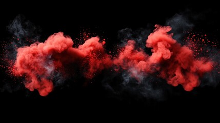 Aufkleber - Bright red smoke bomb exploding against a dark grunge background creating a dramatic and intense atmosphere