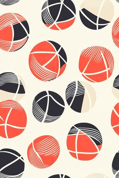 Vertical Ball sports equipment, simple sports-themed seamless pattern.
