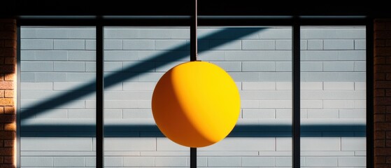 Aufkleber - Minimalist Design Harmony Vibrant Yellow Spherical Pendant Illuminating Geometric Industrial Interior - Contemporary Architectural Lighting Innovation