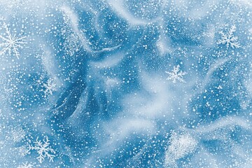 Aufkleber - Snowflakes gently falling on frozen lake surface creating winter wonderland