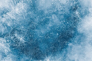 Aufkleber - Ice texture showing snowflakes and frozen water in winter