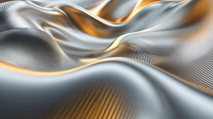 Poster - Metallic Flow: Abstract composition of flowing, rippling metallic surfaces in a stunning display of light and shadow, creating a sense of luxury and elegance.