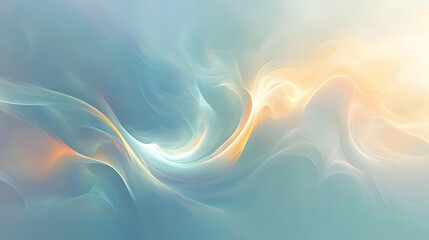 Poster - Abstract Background with Dynamic Waves and Swirls, Featuring Light Blue and Golden Hues