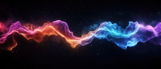 Aufkleber - Colorful smoke cloud creating a mesmerizing visual effect against a holographic neon background with dynamic movement