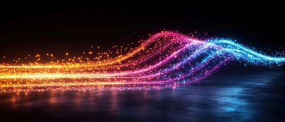 Aufkleber - Colorful wave of light creating an abstract and luminous visual display representing energy and motion
