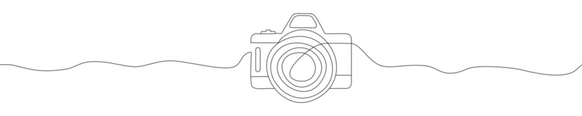 Hand drawn digital camera icon, one-line art drawing Camera, Camera continuous outline Vector illustration.