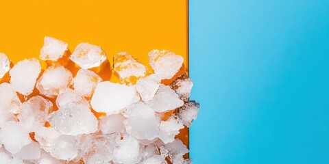 Leinwandbilder - Minimalist Ice Hyper-Realistic Texture Study in Vibrant Color Block Design - Digital Content Creation for Wellness, Design, and Marketing Aesthetics