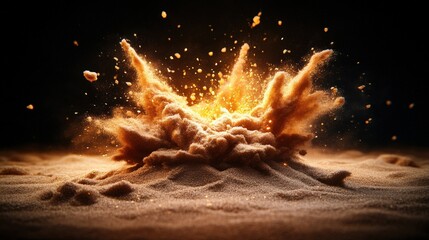 Aufkleber - Dramatic sand explosion capturing the essence of nature's forces with a stunning display of earthy particles in motion