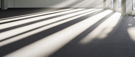 Aufkleber - Minimalist Corporate Innovation Dynamic Light Projection on Modern Gray Carpet - Architectural Visualization of Professional Space Potential