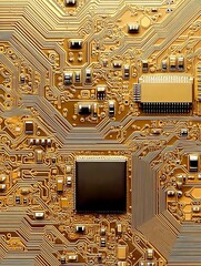 Poster - Sophisticated motherboard design with golden tracery and integrated chips