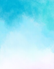Poster - Light blue and turquoise watercolor gradient background fading to white and pink