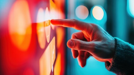 Fototapete - Immersive Digital Interaction Vibrant Touchscreen Experience Showcasing Next-Gen User Engagement with AI-Enhanced Interactive Technology in Cinematic Color Palette