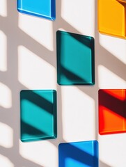 Leinwandbilder - Chromatic Digital Wellness Minimalist Blue Light Blocking Glass Panels Showcasing Innovative Visual Protection Technology for Modern Workspace Optimization