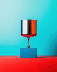 Poster - Liquid Chrome Trophy Bold Minimalist Achievement Design for Corporate Excellence, Digital Branding and High-Performance Recognition
