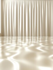 Poster - Serene beige curtains with wavy reflections creates a calm ambience