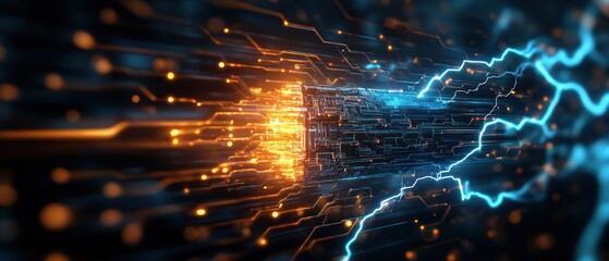 Poster - Abstract background featuring stunning blue and yellow lightning effects creating a futuristic visual experience