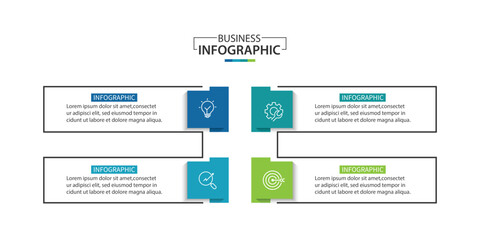 Wall Mural - business infographic template. 4 step timeline journey. process diagram, infographic elements vector