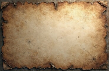 Poster - Aged treasure map illustration with antique parchment texture. Dirt, earth, brown, ochre colors. Grunge cover of book, scratch, dirty frame, page, yellow, burn. Ancient greece, retro vintage, sepia