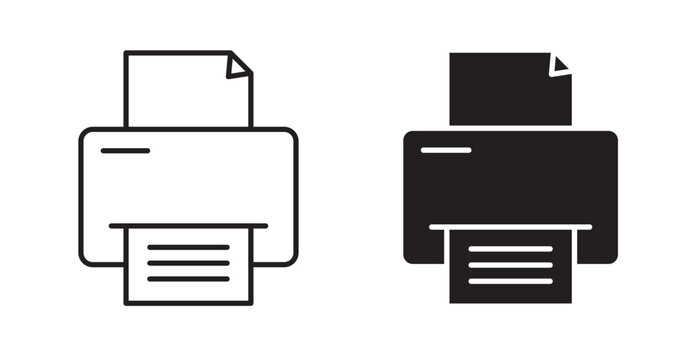 Print thin line and fill vector icons set