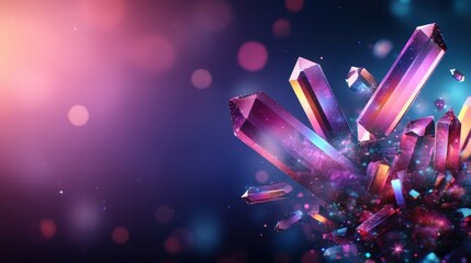 Aufkleber - Magnificent crystal cluster showcasing intricate details and brilliant colors on a realistic holographic background