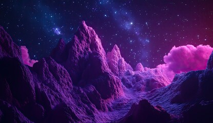 Wall Mural - In the expanse of deep space, a majestic purple nebula shines with shimmering stars