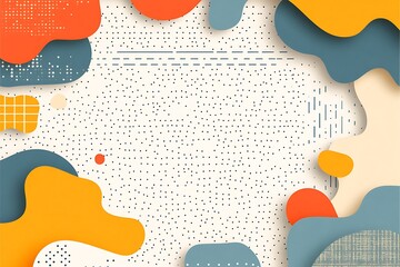 Aufkleber - Whimsical abstract shapes with dotted background, playful graphic design