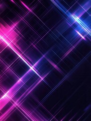 Fototapete - Neon abstract digital pattern with glowing lines in blue and purple shades against a dark gradient background
