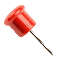 Poster - Bright red push button with glossy finish on a simple white background for use in various applications and devices isolated on a white background.